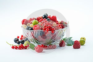 Splitted berries in a bowl