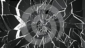 Splitted or broken glass pieces on white