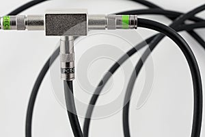 Splitter of TV signal with coax cable