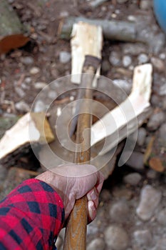 Splitting firewood axe