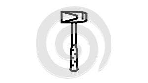 splitting maul hammer tool line icon animation