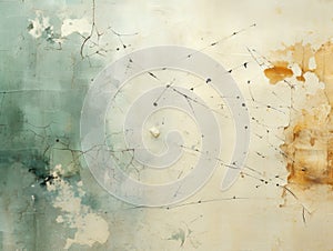 Splotchy Vintage Paper with Muted Teal Ink Spatters - AI Generated