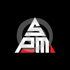 SPM triangle letter logo design with triangle shape. SPM triangle logo design monogram. SPM triangle vector logo template with red