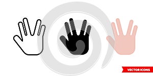 Spock hand icon of 3 types color, black and white, outline. Isolated vector sign symbol