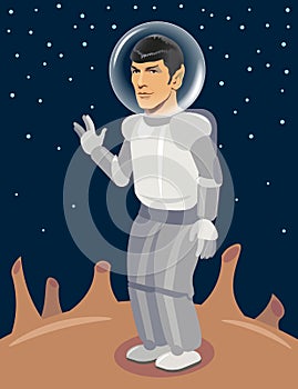 Spock Spaceman on Unexplored Planet. Star Trek vector