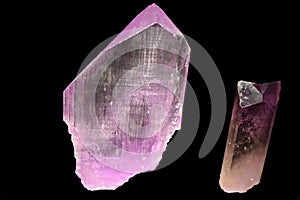 Spodumene Kunzite isolated on black background photo