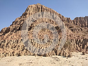 A spoil tip covered in rills and gullies due to soil erosion by rainfall