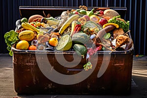 spoiled fruit in the trash