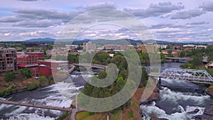 Spokane, Aerial View, Washington State, Downtown, Spokane River
