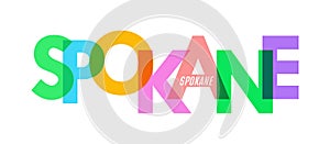 SPOKANE. The name of the city on a white background. Vector design template for poster, postcard, banner