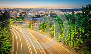 Spokane washington city skyline and streets