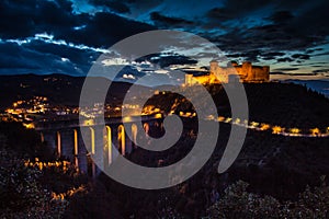 Spoleto city at night, Umbria - Italy.