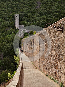 Spoleto, Perugia, Umbria, Italy: the ancient Ponte delle Torri, medieval bridge aqueduct