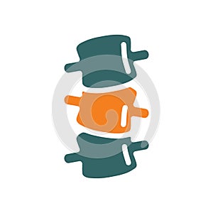 Spondylolisthesis colored icon. Foraminal stenosis, osteochondrosis of the spine symbol