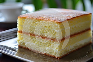 sponge bisquit cake on the table photo
