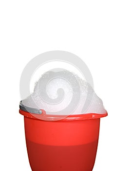 Sponge, bucket and soapy water