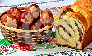 Sponge cake and easter eggs