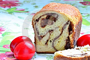 Sponge cake and easter eggs