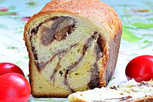 Sponge cake and easter eggs