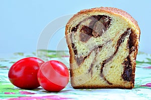 Sponge cake and easter eggs