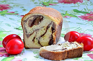 Sponge cake and easter eggs