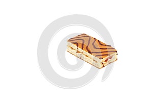 Sponge Cake with fruit cream filling isolated on white background