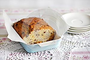 Sponge cake or sweet bread with cranberries