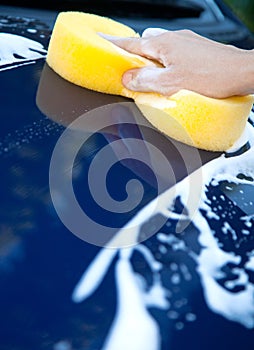 Sponge over the car for washing