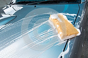 Sponge over the car for washing