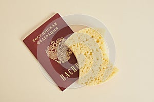 sponge and passport of a citizen of Russia