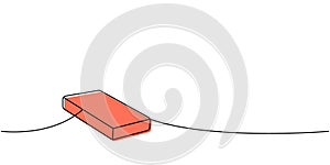 Sponge, washcloth one line colored continuous drawing. Cleaning service tools continuous one line illustration. Vector photo