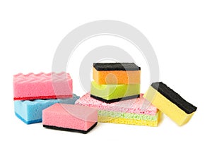 Sponges for dishwashing isolated on a white background