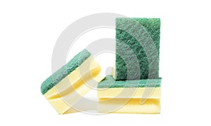 Sponges with scouring pad. Sponge on White