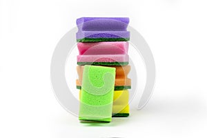 Sponges for washing dishes. on white background. close-up