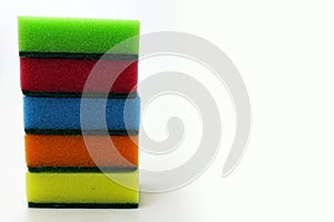 Sponges for washing dishes on a white background