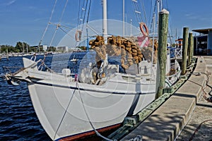 Sponging boat, moored in the docks of Tarpon Springs, Florida