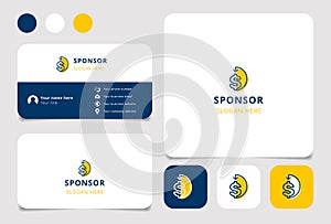 Sponsor logo brand business card. Branding book from business management icons collection. Creative Sponsor logo