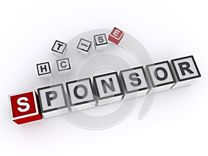 sponsor word block on white