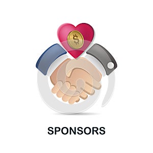 Sponsors icon. 3d illustration from finance management collection. Creative Sponsors 3d icon for web design, templates