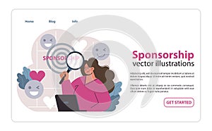 Sponsorship in action. Flat vector photo