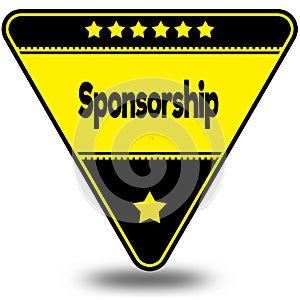 SPONSORSHIP on black and yellow triangle with shadow.