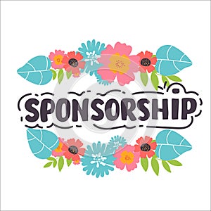 sponsorship hand drawing lettering word on white,