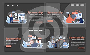 Sponsorship set. Flat vector illustration