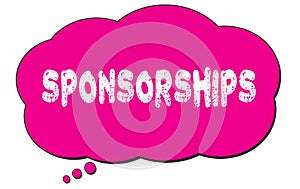 SPONSORSHIPS text written on a pink thought bubble photo