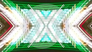 Spontaneous kaleidoscopic image of luminous lights. Movement of lights on a Ñity street.