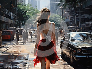 Spontaneous Street View at Transportcore Intersection Vibrant He Jiaying Style Back Button Focus.