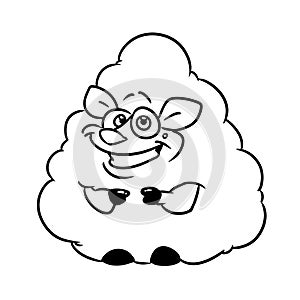 Spoof smile funny sheep character animal illustration cartoon contour coloring photo