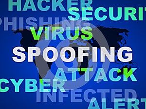 Spoofing Attack Cyber Crime Hoax 2d Illustration