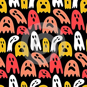 Spook bogey ghost seamless pattern for halloween textile and wrapping paper design photo