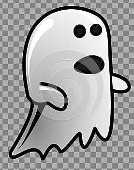 Spooky Cartoon Shaded Ghost Vector Illustration